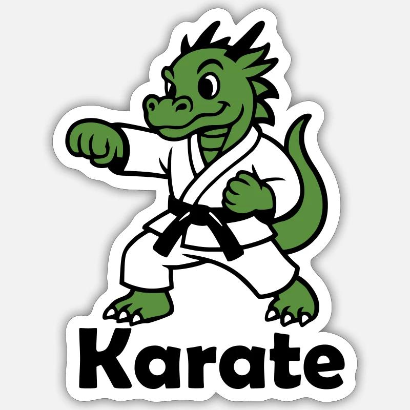Karate Drache - Sticker Größe S (10 x 10 cm) - Mattweiß
