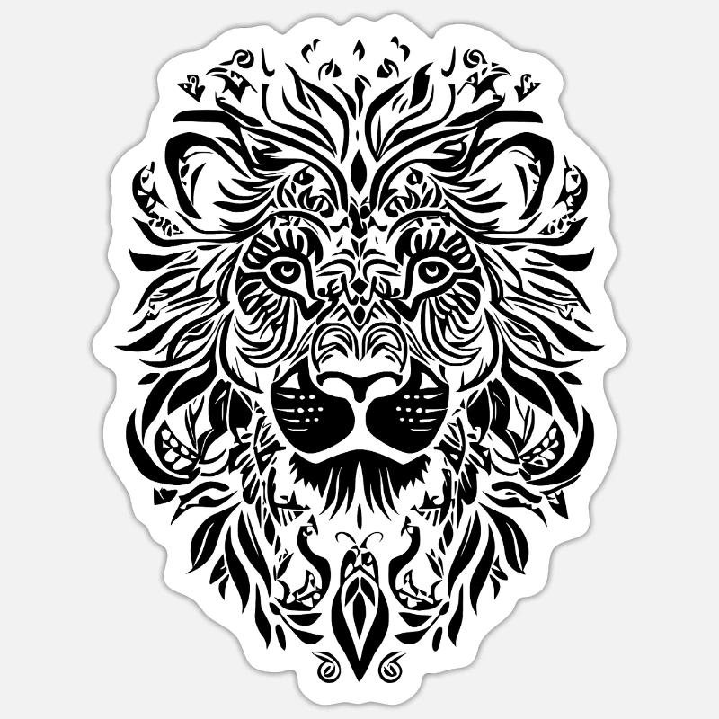 Lion Mandala Face - Sticker size S (10 x 10 cm) - white matte