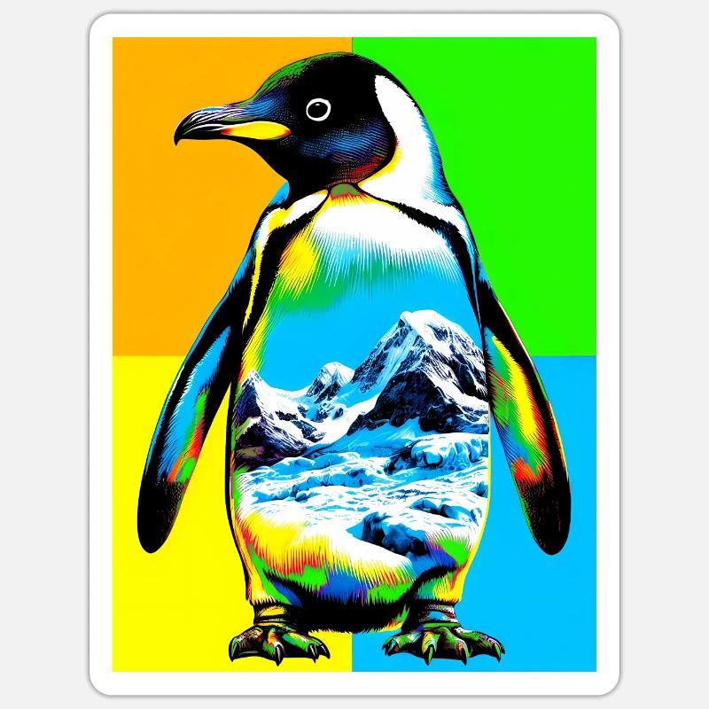 pingouin - Sticker taille S (10 x 10 cm) - blanc mat