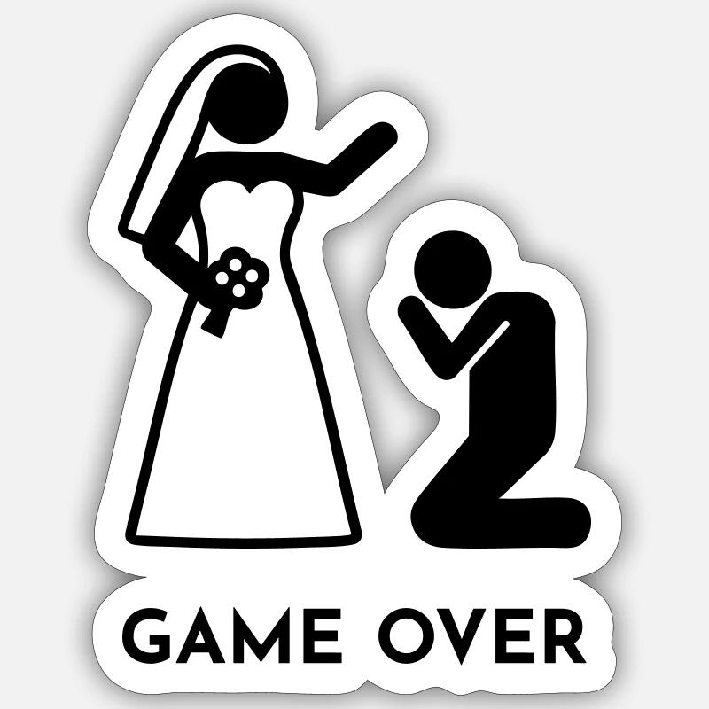 Mariage - Game over - Sticker taille S (10 x 10 cm) - blanc mat