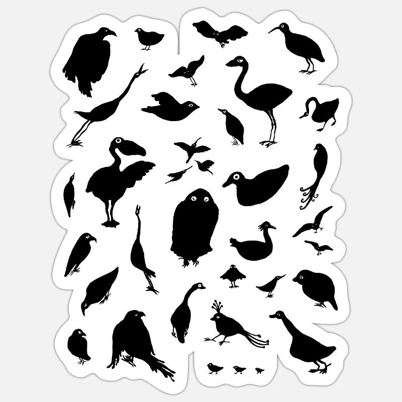 oiseaux - Sticker taille S (10 x 10 cm) - blanc mat