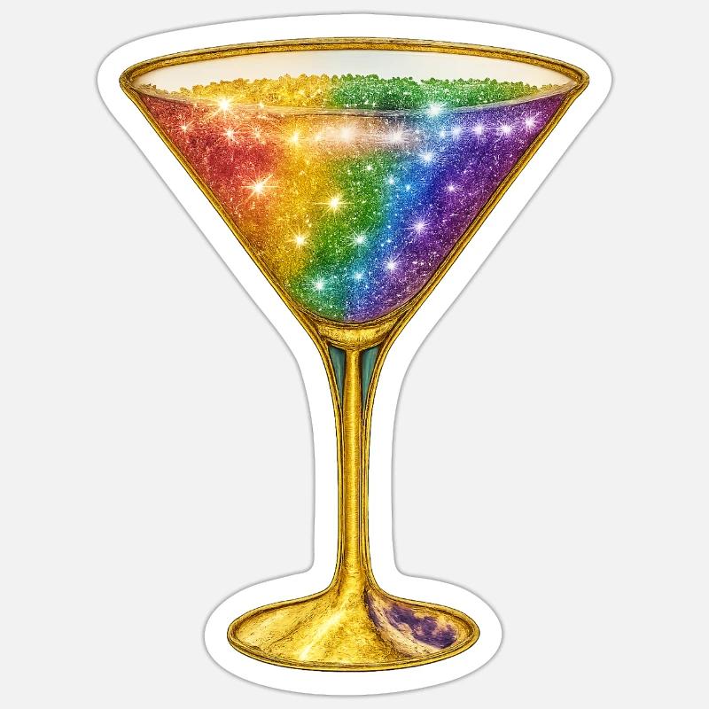 Galaktischer Cocktail in Regenbogenfarben - Sticker Größe S (10 x 10 cm) - Mattweiß