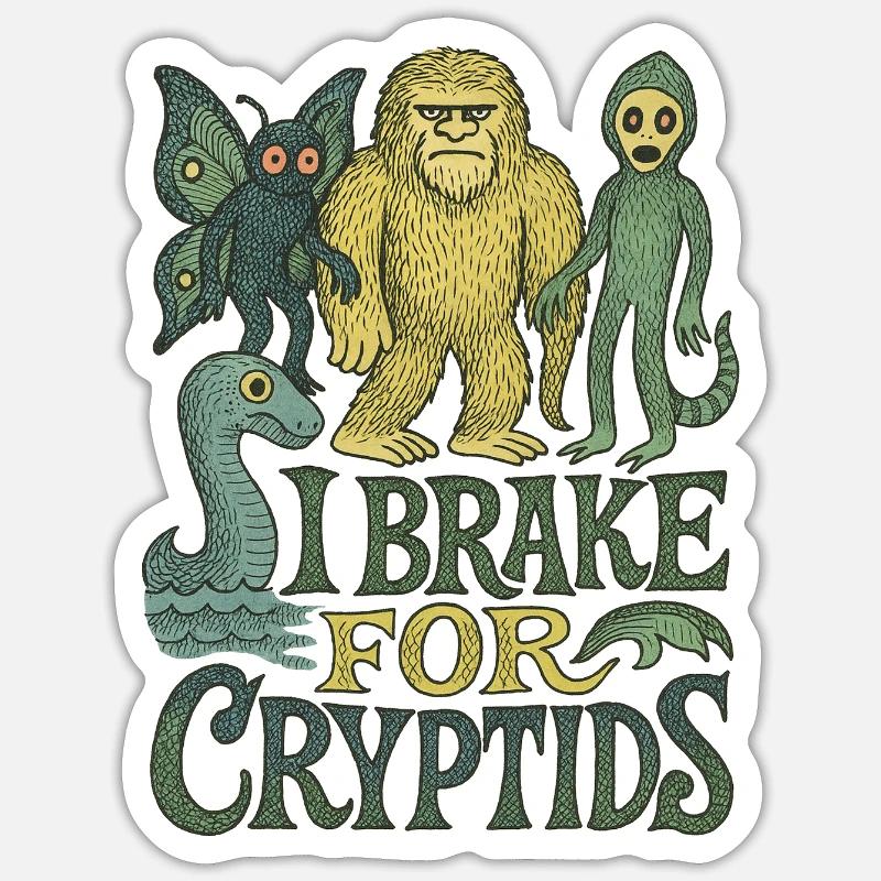 Cryptid Creature Nature Illustration - Sticker size S (10 x 10 cm) - white matte