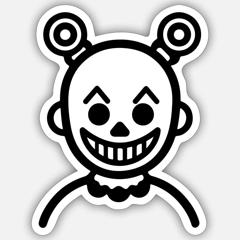 Clown Bande dessinée - Sticker taille S (10 x 10 cm) - blanc mat