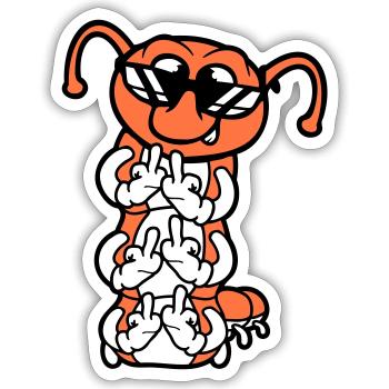Raupe Mittelfinger Beleidigung Sonnenbrille Cool - Sticker Größe S (10 x 10 cm) - Mattweiß - Vorne