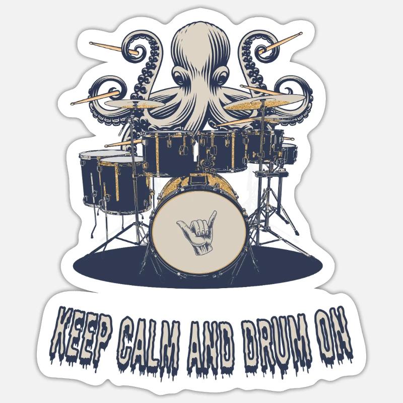 Keep Calm and Drum On - Sticker Größe S (10 x 10 cm) - Mattweiß