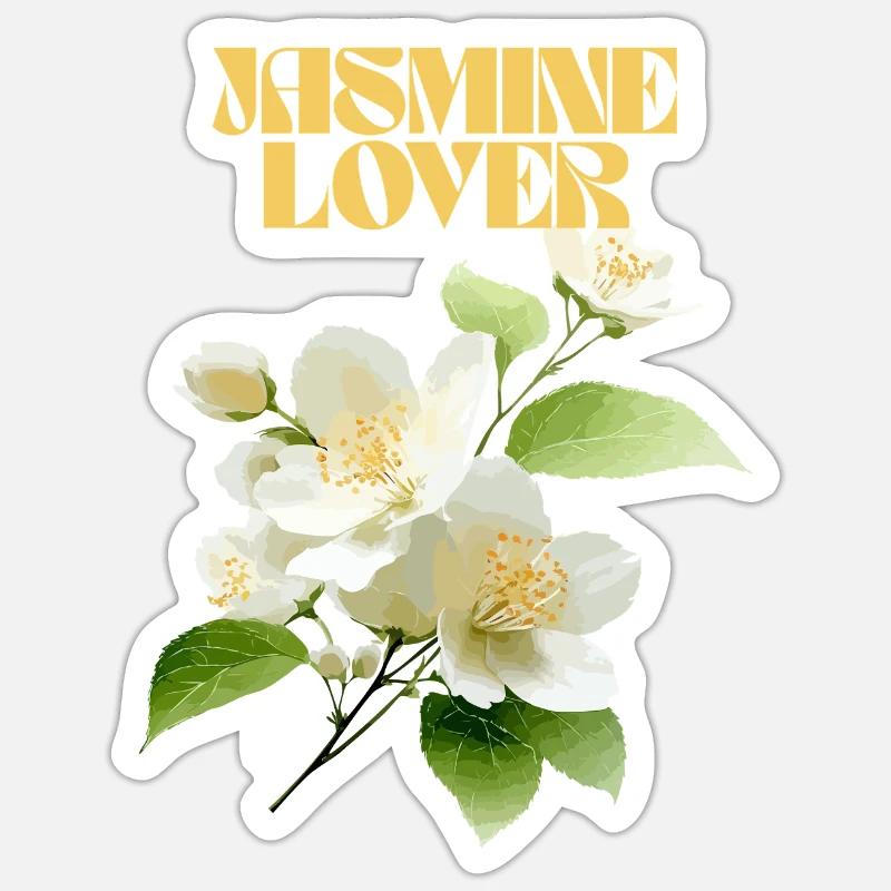 Design élégant de fleur de jasmin Sticker taille S (10 x 10 cm)