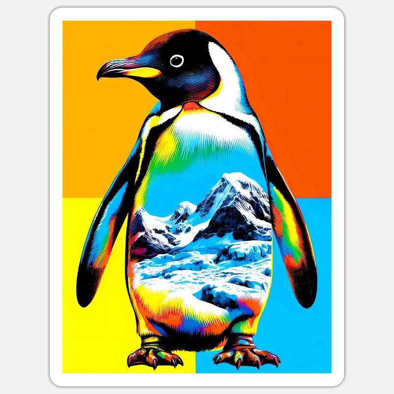 pingouin - Sticker taille S (10 x 10 cm) - blanc mat