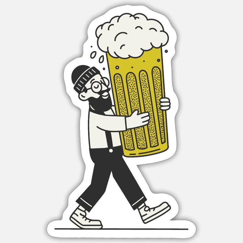 Bierhipster - Sticker Größe S (10 x 10 cm) - Mattweiß