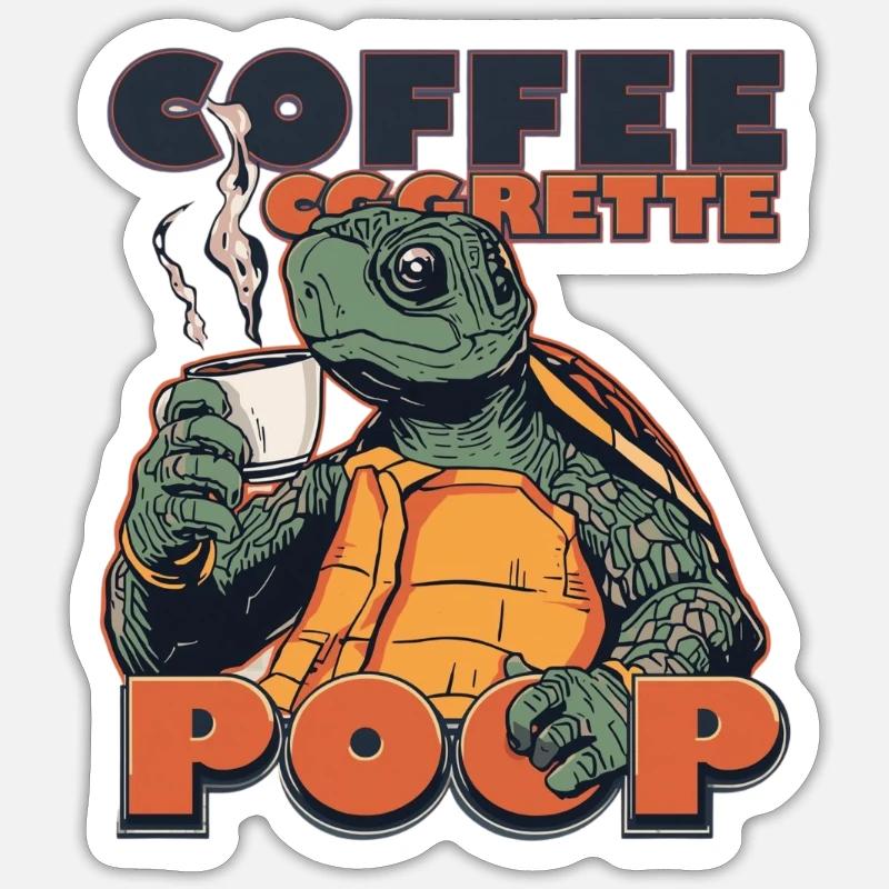 Lizard Schildkröte Kaffee Kippe Gaffel Zigarette Sticker Größe S (10 x 10 cm)