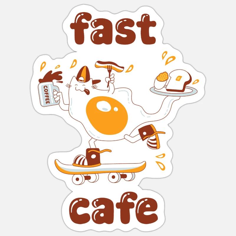 Café rapide - Sticker taille S (10 x 10 cm) - blanc mat