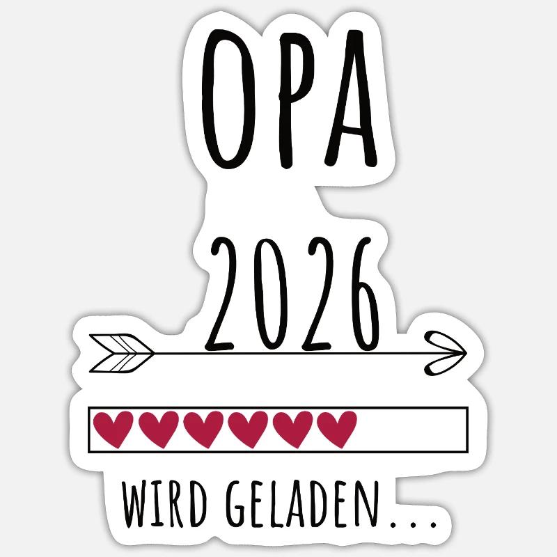 Werdender Opa 2026 Geschenk Schwangerschaft - Sticker Größe S (10 x 10 cm) - Mattweiß