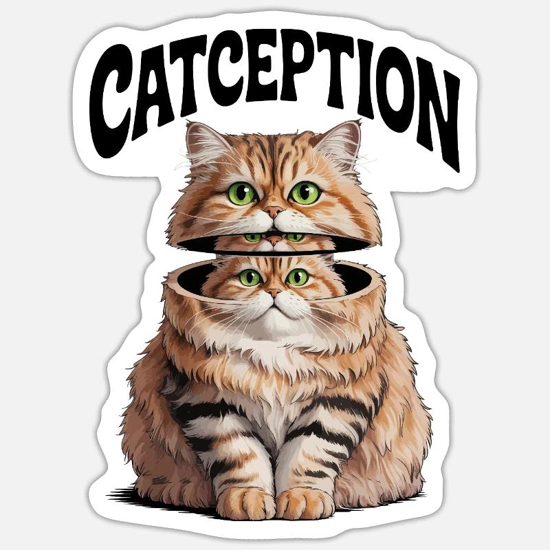 Split Cat Duo Portrait - Sticker size S (10 x 10 cm) - white matte