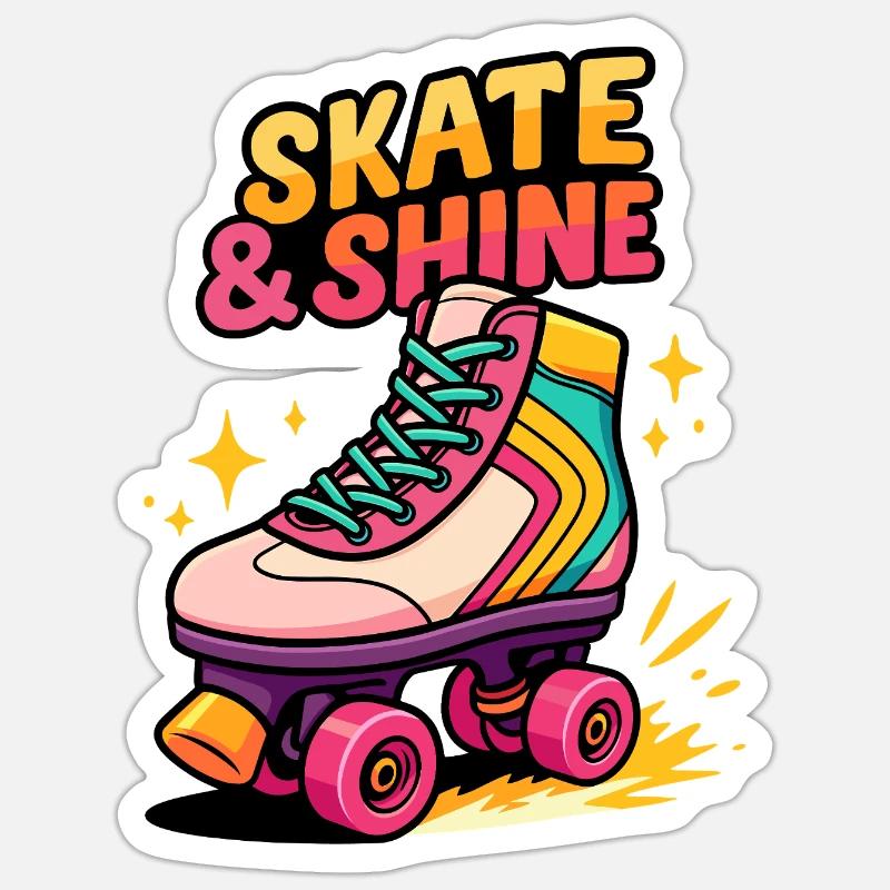 Skate & Shine Neon Roller - Sticker size S (10 x 10 cm) - white matte