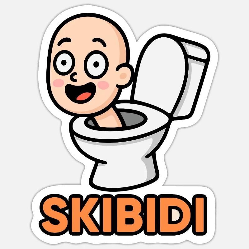 Skibidi Fun - Sticker taille S (10 x 10 cm) - blanc mat