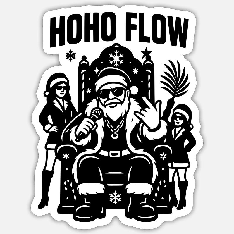 Santa Ho Ho Flow Rap - Sticker taille S (10 x 10 cm) - blanc mat