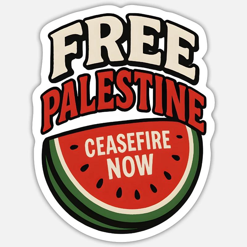 Paix Palestine Cessez le Feu Pastèque - Sticker taille S (10 x 10 cm) - blanc mat