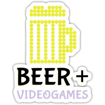 Jeux vidéo Pixel Beer - Sticker taille S (10 x 10 cm) - blanc mat - Devant