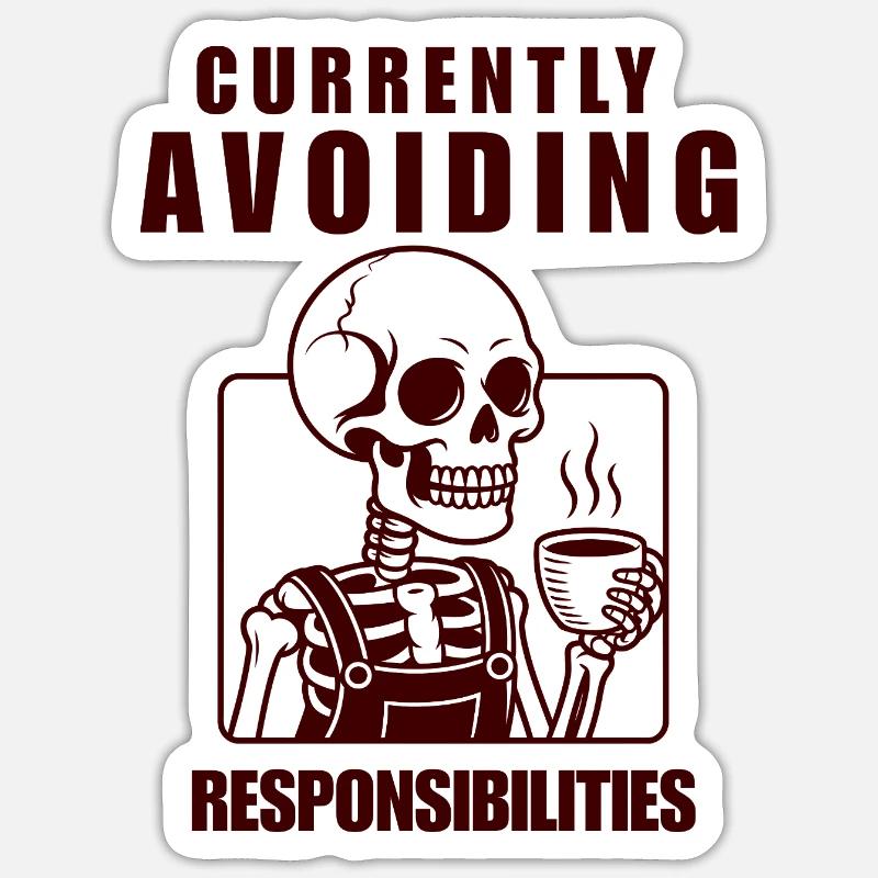 Squelette évitant les responsabilités Conception - Sticker taille S (10 x 10 cm) - blanc mat