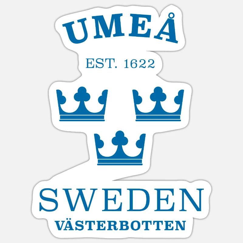 Umea, Suède, Suède - Sticker taille S (10 x 10 cm) - blanc mat