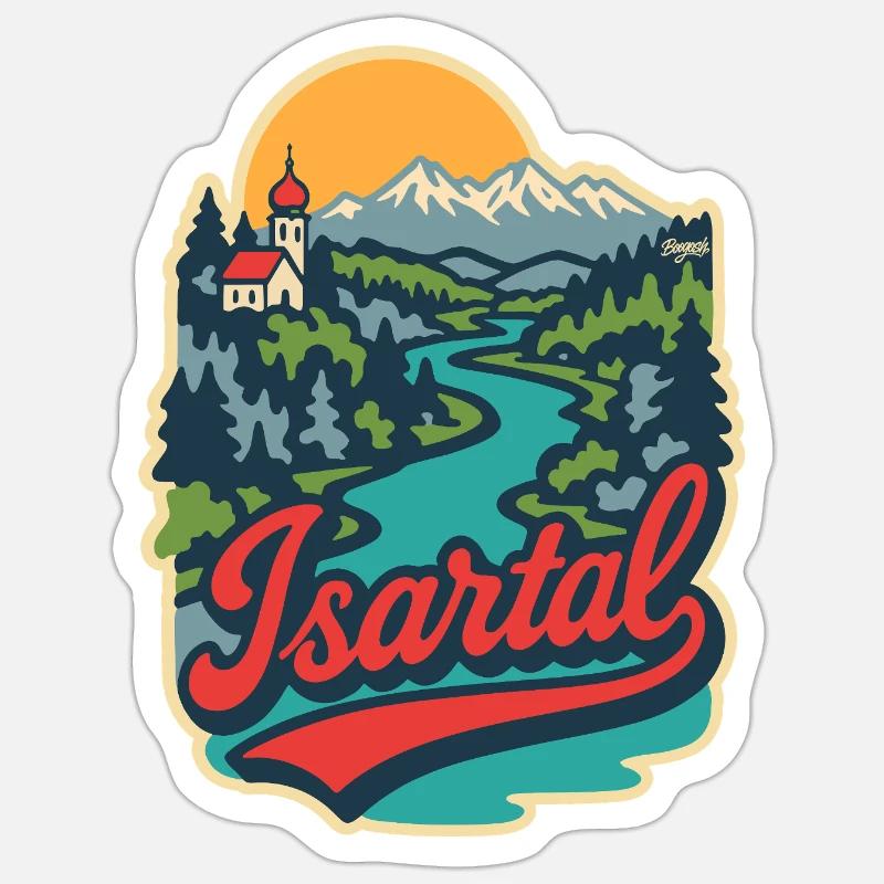 Vallée de l’Isar en Haute-Bavière - Sticker taille S (10 x 10 cm) - blanc mat