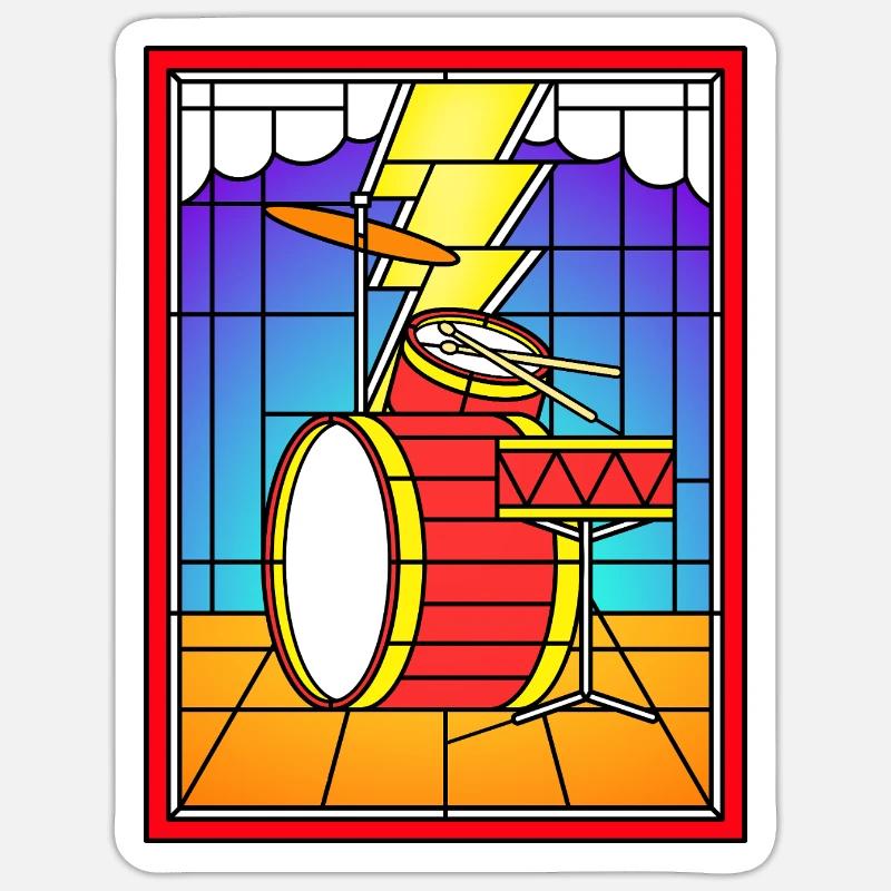 Vitrail Drum Set - Sticker taille S (10 x 10 cm) - blanc mat