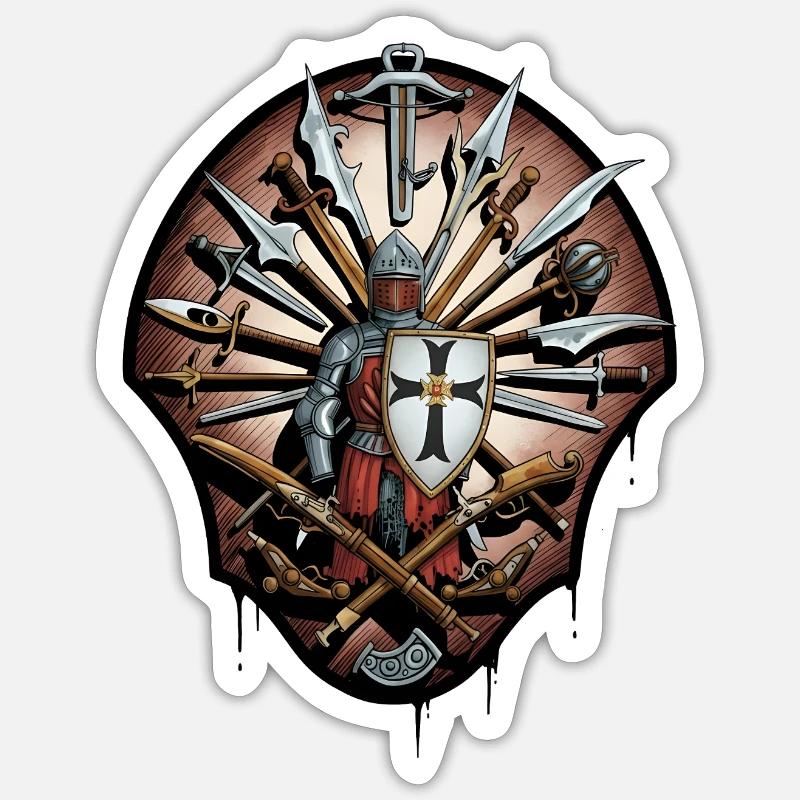 Ritter von Ehrenklinge Emblem - Sticker Größe S (10 x 10 cm) - Mattweiß