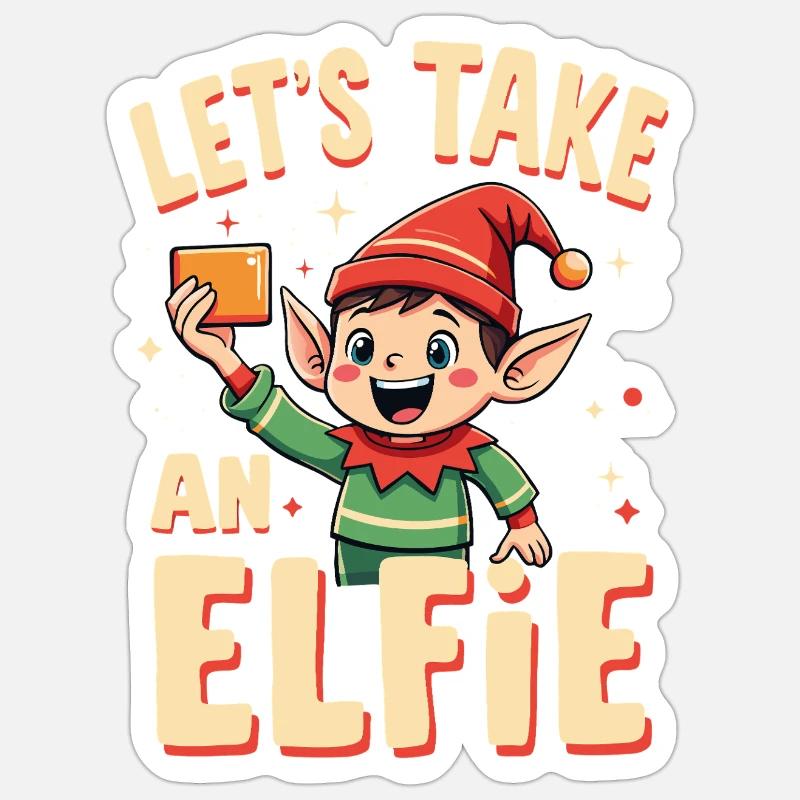 Let's take an elfie - Sticker size S (10 x 10 cm) - white matte