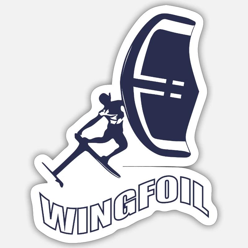 Windfoil Surfer Silhouette - Sticker Größe S (10 x 10 cm) - Mattweiß