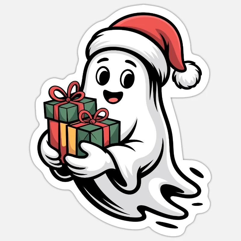 Weihnachtsgeist mit Geschenken - Sticker Größe S (10 x 10 cm) - Mattweiß