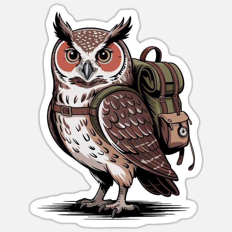 Owl with backpack Sticker size S (10 x 10 cm)
