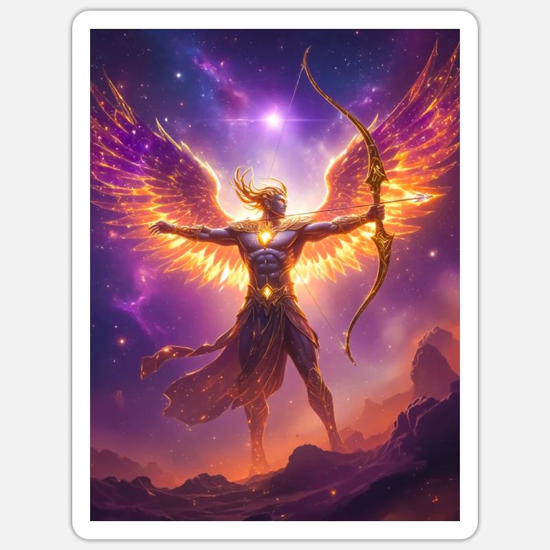 Céleste centaure archer tirant des flèches de feu stellaire Sticker taille S (10 x 10 cm)