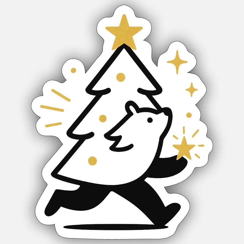 Weihnachtswolf und Sternenbaum Sticker Größe S (10 x 10 cm)