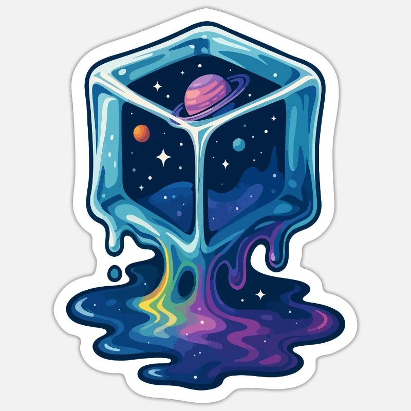 Cosmic Melt Cube - Sticker size S (10 x 10 cm) - white matte
