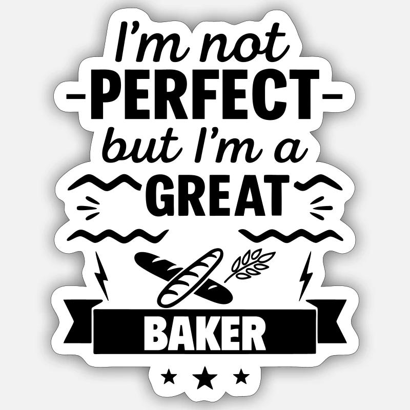 Nicht perfekt aber ein super Bäcker - Sticker Größe S (10 x 10 cm) - Mattweiß