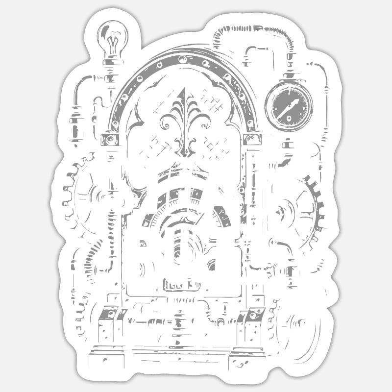 Steampunk Gears Bogen - Sticker Größe S (10 x 10 cm) - Mattweiß