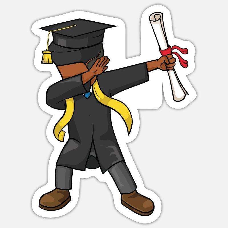 Afro Boy Dabbing Abschlussklasse 2026 - Sticker Größe S (10 x 10 cm) - Mattweiß