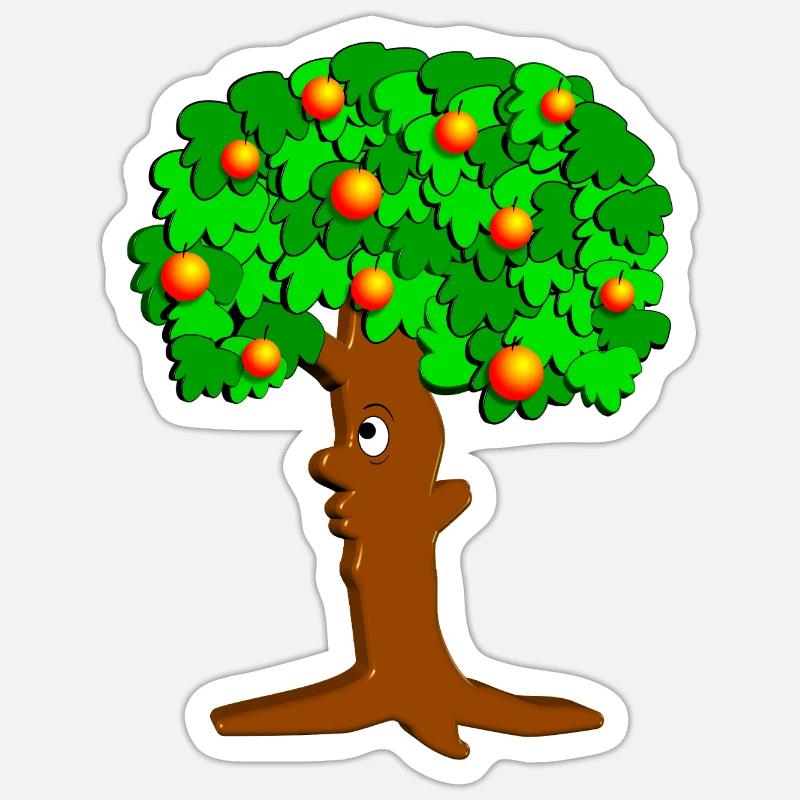 Apfelbaum - Sticker Größe S (10 x 10 cm) - Mattweiß