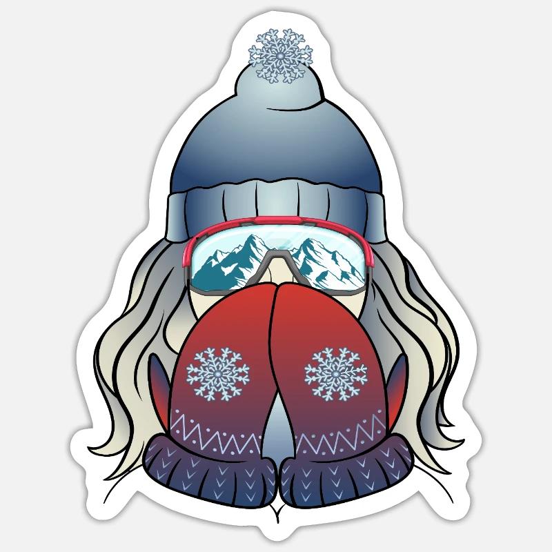    	 Wintermädchen mit Schneeflocke - Sticker Größe S (10 x 10 cm) - Mattweiß