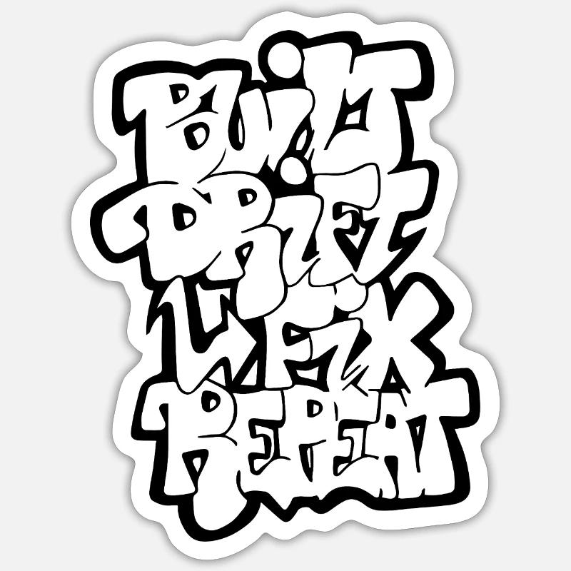 Built Drift Fix Repeat - Sticker Größe S (10 x 10 cm) - Mattweiß