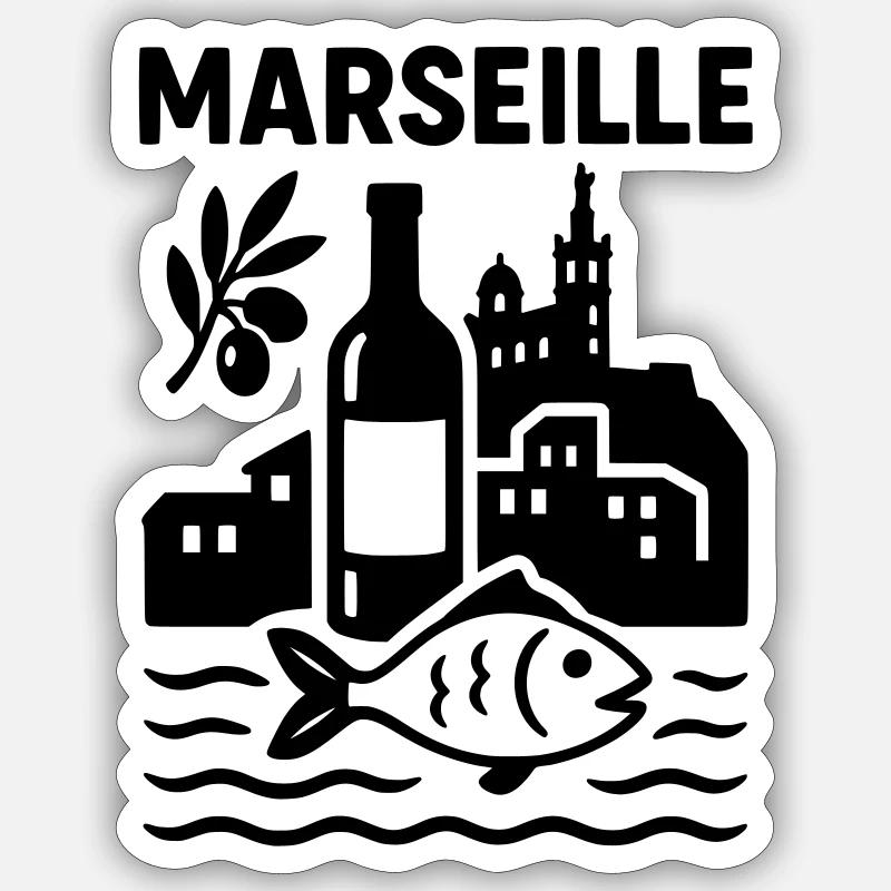 Marseille Silhouette - Sticker taille S (10 x 10 cm) - blanc mat