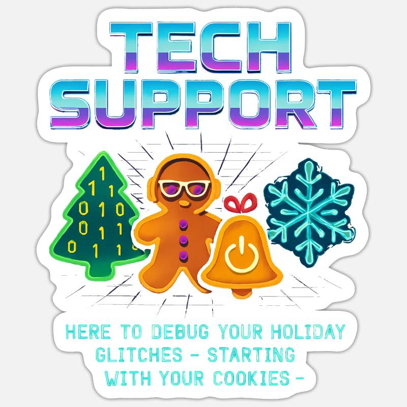 Funny Technical Support Debug Christmas Sticker size S (10 x 10 cm)