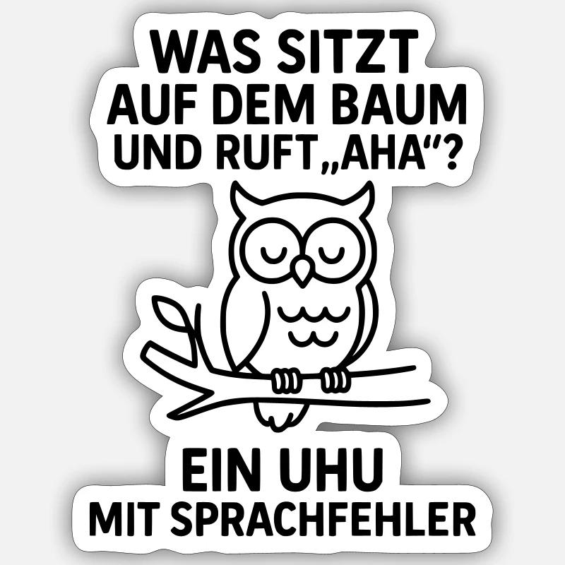 uhu sprachfehler witz - Sticker Größe S (10 x 10 cm) - Mattweiß