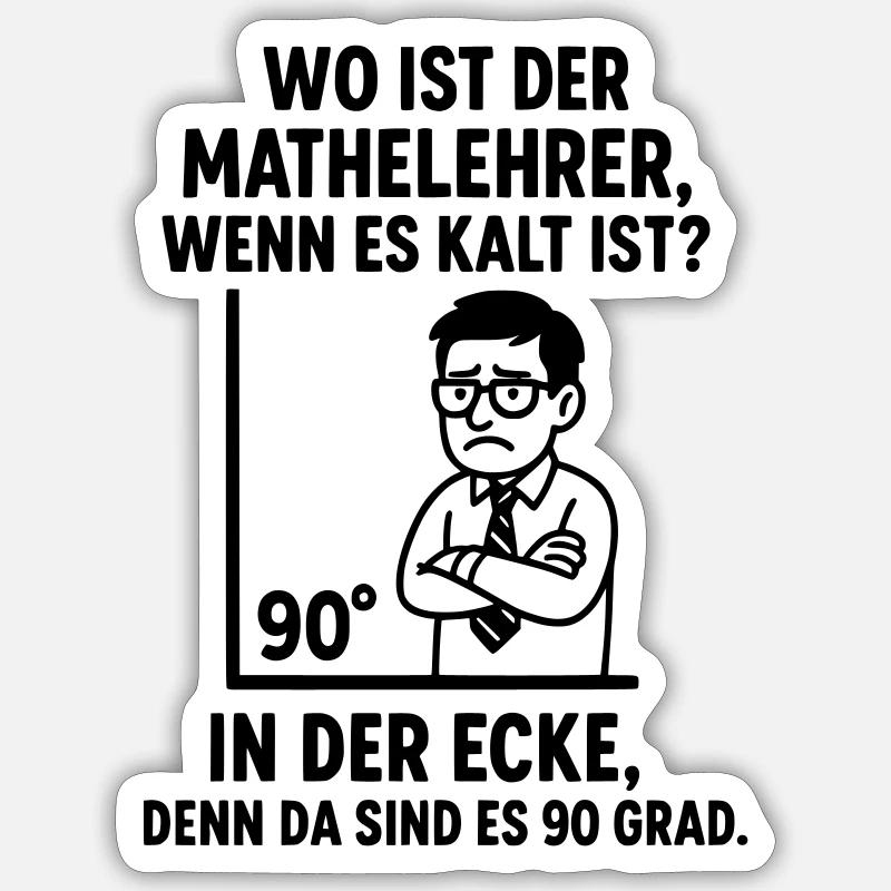 Blague de maths du professeur de coin à 90 degrés - Sticker taille S (10 x 10 cm) - blanc mat