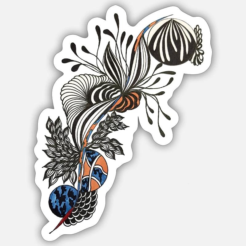 Lignées botaniques sauvages - Sticker taille S (10 x 10 cm) - blanc mat