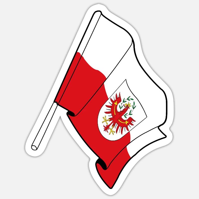 Drapeau de la province du Tyrol - Sticker taille S (10 x 10 cm) - blanc mat
