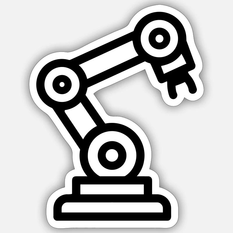 Roboterarm - Sticker Größe S (10 x 10 cm) - Mattweiß