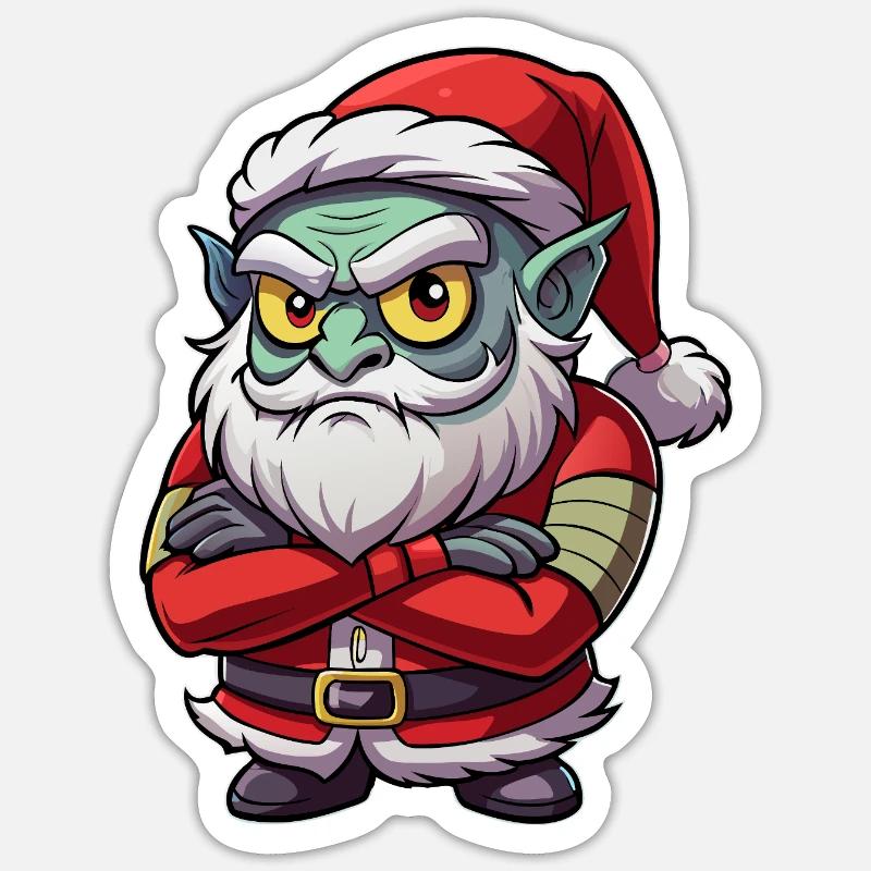 Grumpy Goblin Santa Sticker size S (10 x 10 cm)