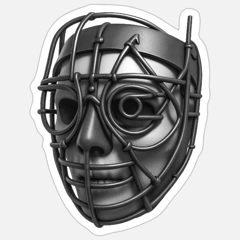 ROBOT MASK #3 - black & white Sticker taille S (10 x 10 cm)