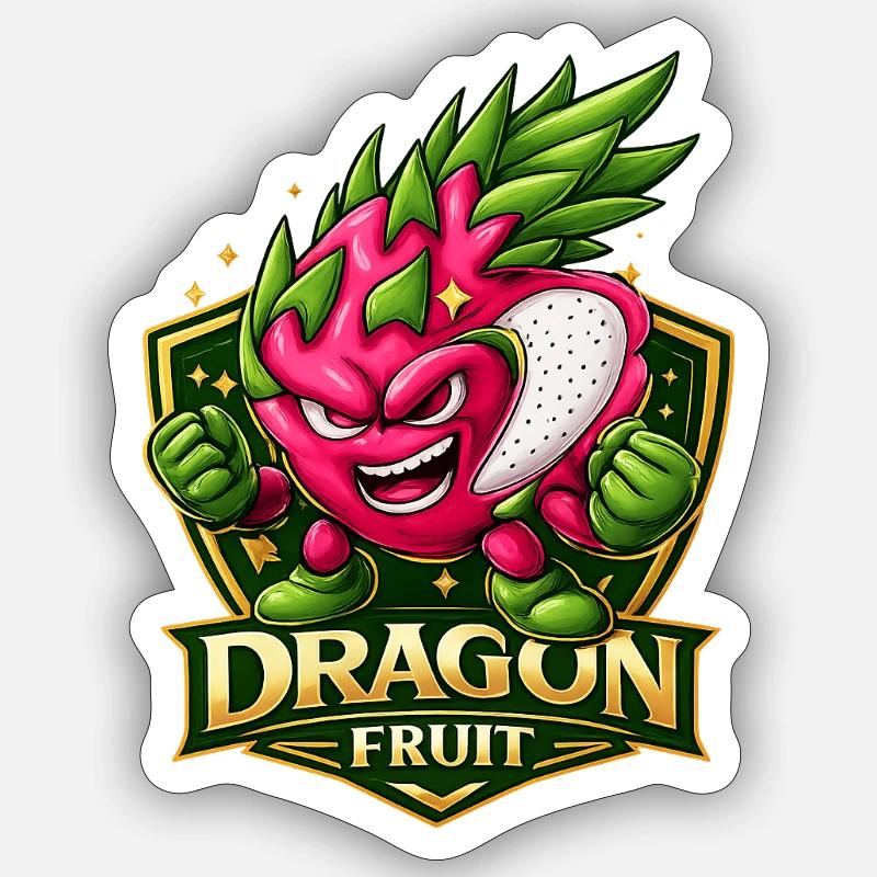 Drachenfrucht-Energetisches Maskottchen - Sticker Größe S (10 x 10 cm) - Mattweiß